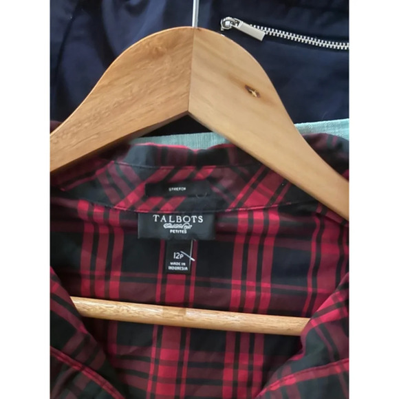 Women's Talbots Plaid Shirt, Size 12P, Red & Black - Picture 5 of 5